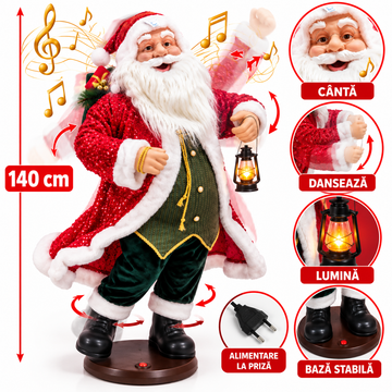 Mos Craciun decorativ 140cm canta si danseaza