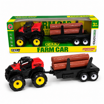 Masina tractor cu remorca si busteni