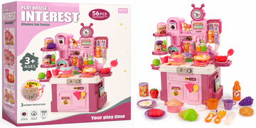 Set bucatarie pentru copii 56 piese cu lumini și sunete