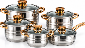 Set oale Inox 12 piese cu capace din sticla