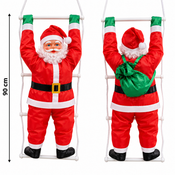 Mos Craciun decorativ pe scara 90cm