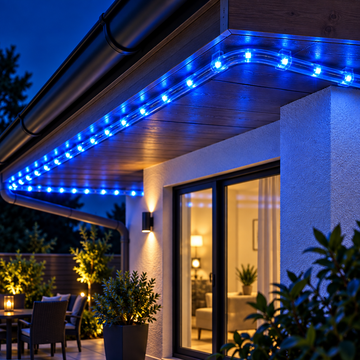 Furtun luminos 8m cu led albastru