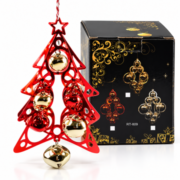 Ornament brad metal rosu