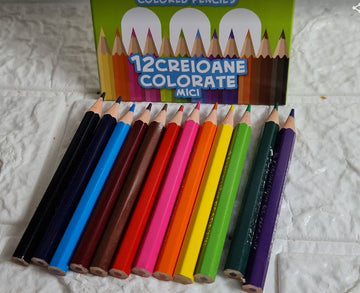 Creioane colorate mici 12 nuante Ecada