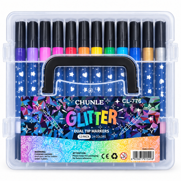 Marker cu sclipici 12/set cu 2 capete