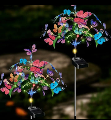Lampa solara gradina cu fluturi multicolori