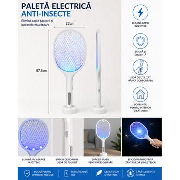 Paleta electrica anti insecte,muste si tintari