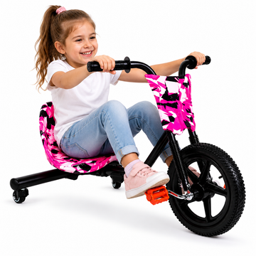 Tricicleta Drift roz cu roti led