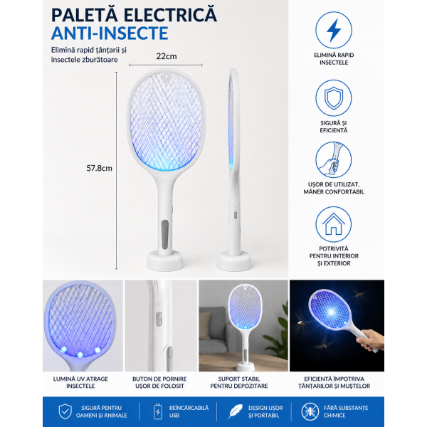 Paleta electrica anti insecte,muste si tintari