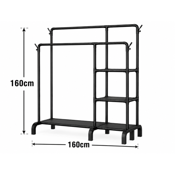 Suport haine metalic dublu 160cm
