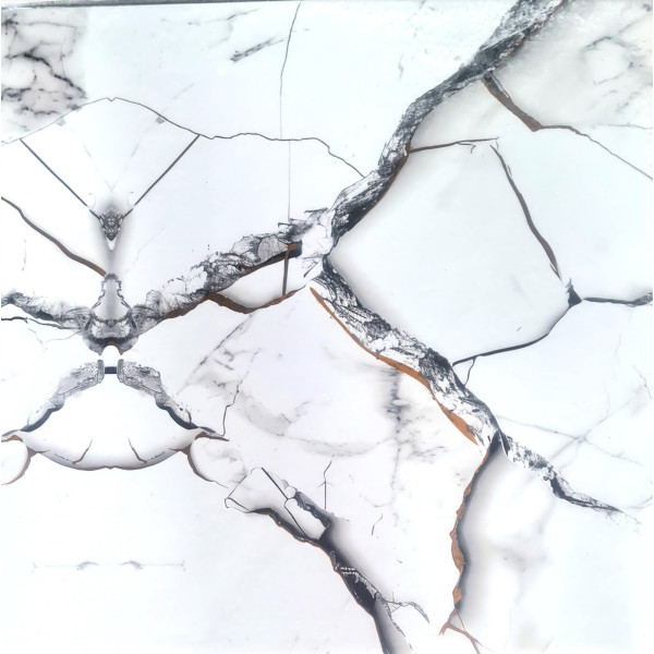 Tapet 3D, autoadeziv 60 cm x 60 cm x 0,3 cm, model marmura, Alb-Negru