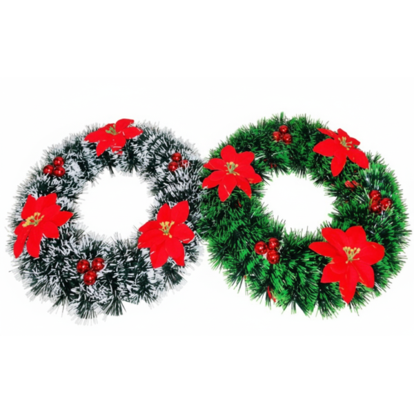 CORONITA 30 CM CU CRACIUNITE ROSII