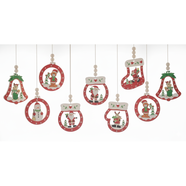 Ornament Craciun din lemn 12/set
