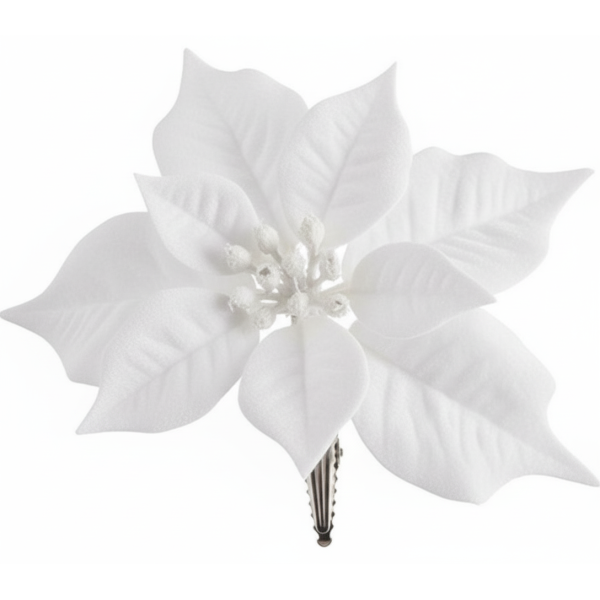 Floare artificiala Craciunita cu clips de prindere