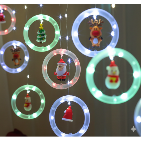Instalatie perdea Craciun cu figurine