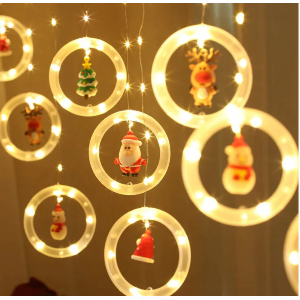 Instalatie perdea Craciun cu figurine