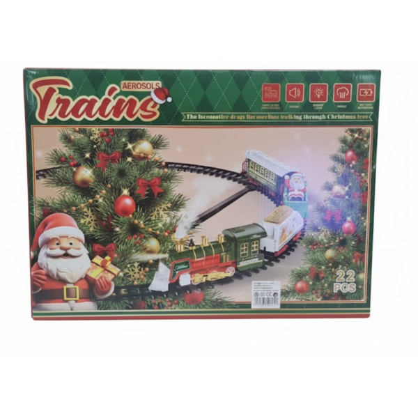 Tren de Crăciun 22 piese cu abur și sunet