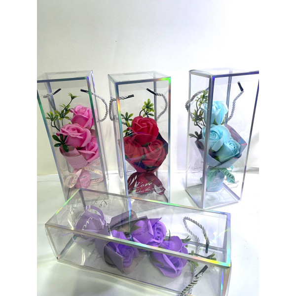 Aranjament buchet flori sapun in cutie