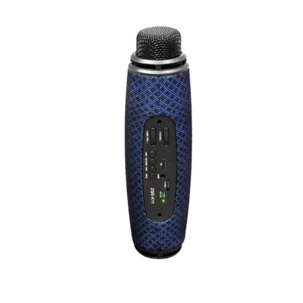Microfon Karaoke fara fir Bluetooth, 10 W, ZQS-K11 , boxa inclusa , slot card TF , AUX, radio FM , albastru