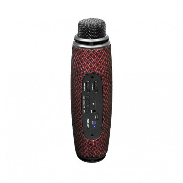 Microfon Karaoke fara fir Bluetooth, 10 W, ZQS-K11 , boxa inclusa , slot card TF , AUX, radio FM , rosu