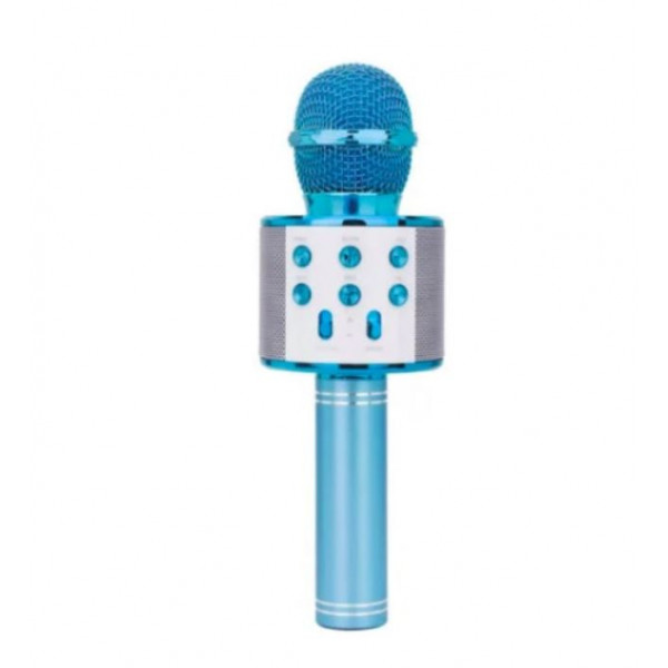 Microfon 858 Karaoke , conexiune bluetooth , difuzor incorporat , albastru