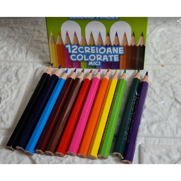 Creioane colorate mici 12 nuante Ecada