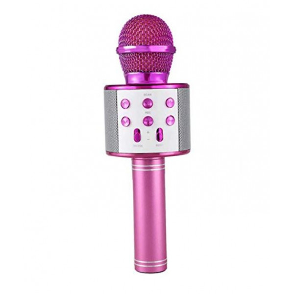 Microfon 858 Karaoke , conexiune bluetooth , difuzor incorporat , roz